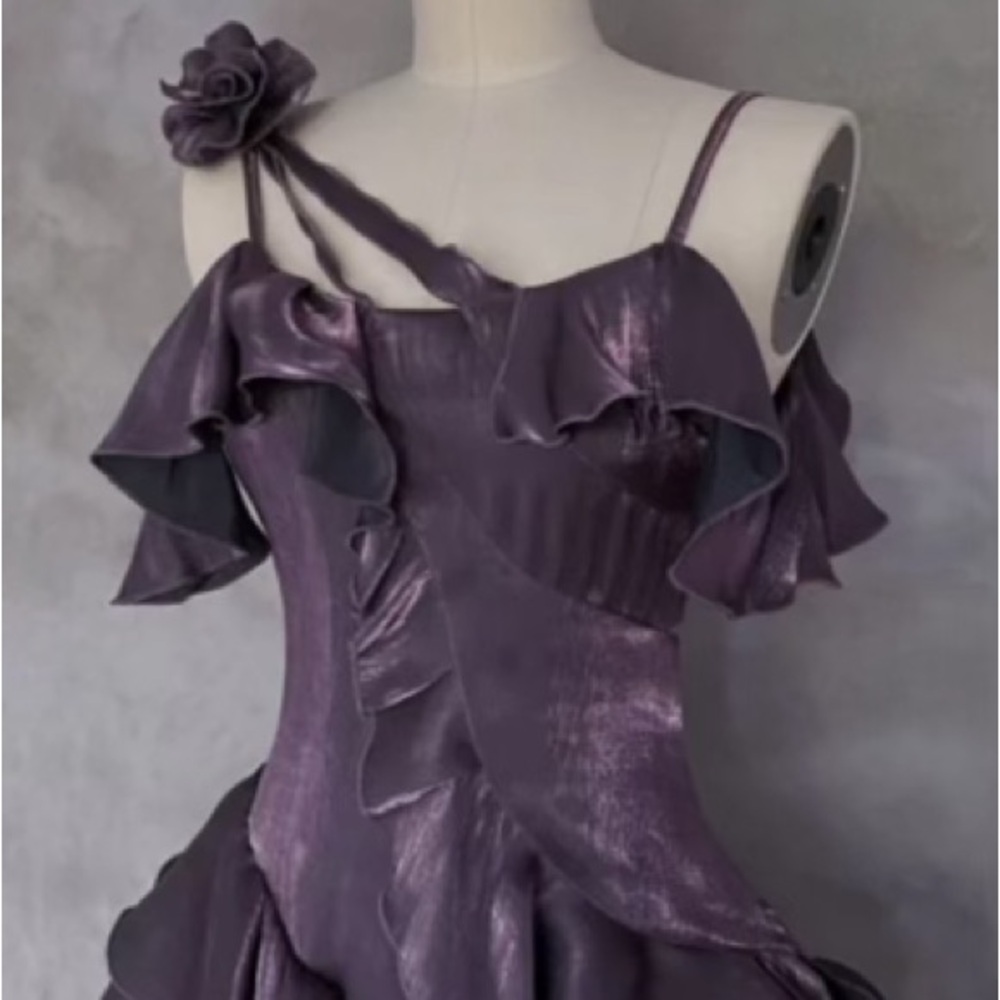 Elegant Purple Ruffle Dress